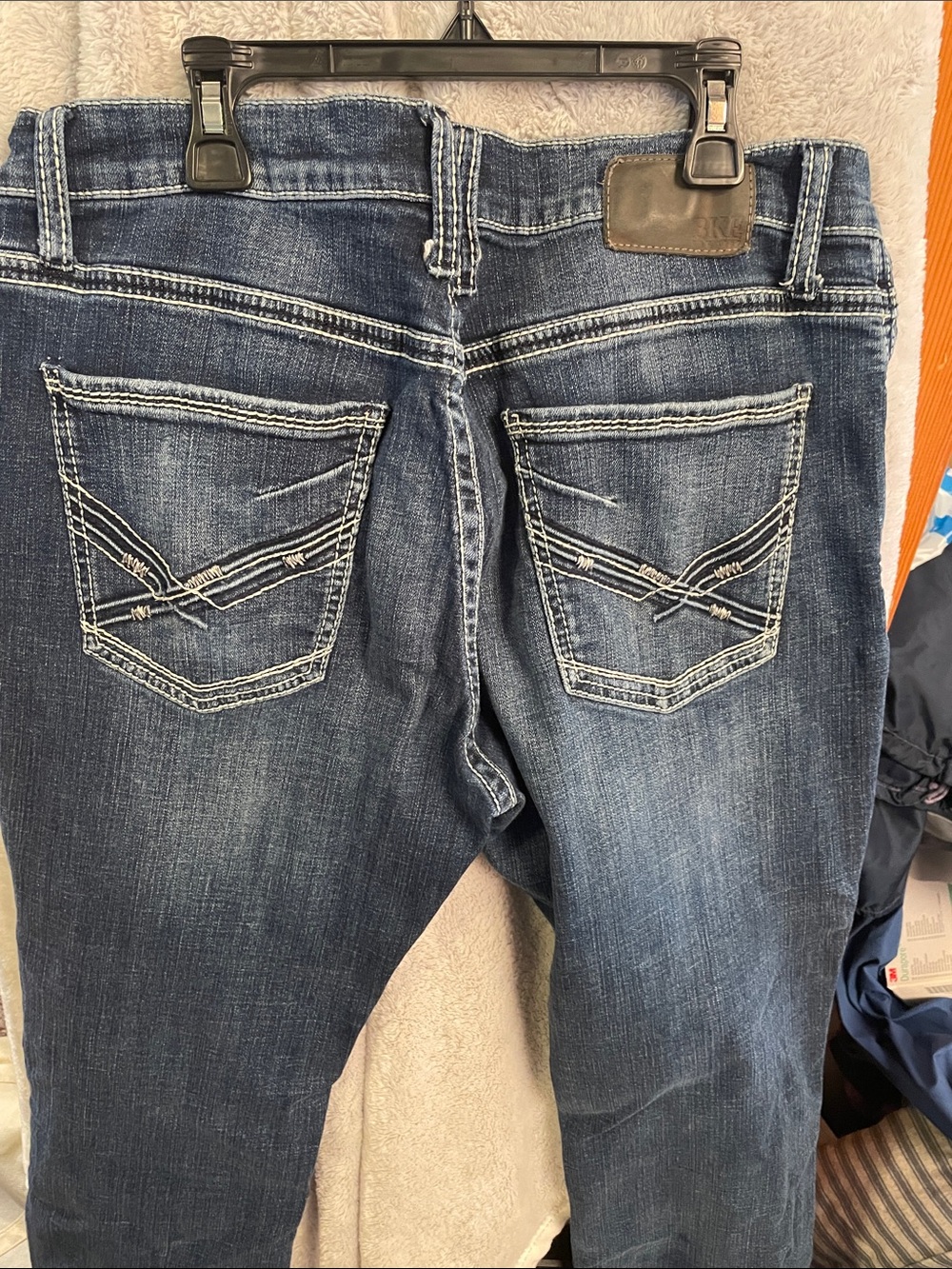 BKE men’s Jake straight Dark Blue Washed Denim Jeans - Picture 7 of 8